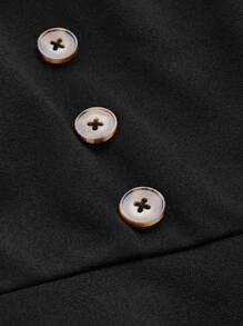 SHEIN MOD Plus Buttoned Front Peplum Cami Top - Black - View 3