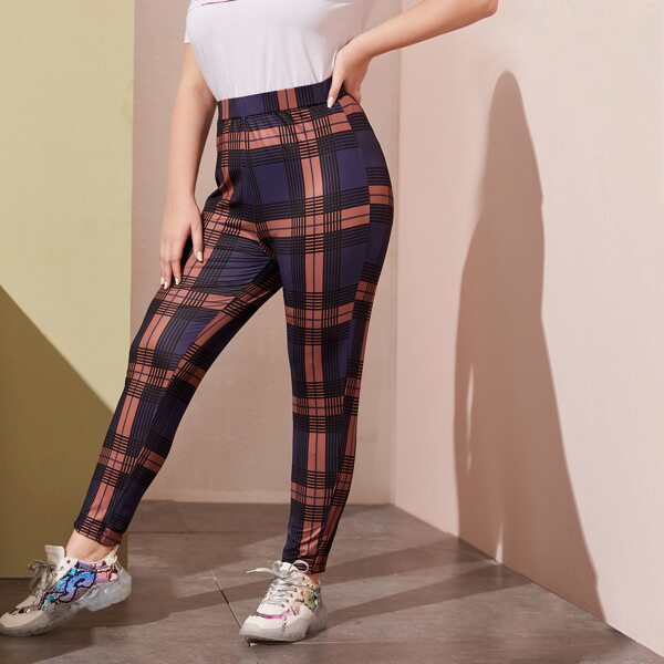 

Plus High Waist Plaid Leggings, Multicolor