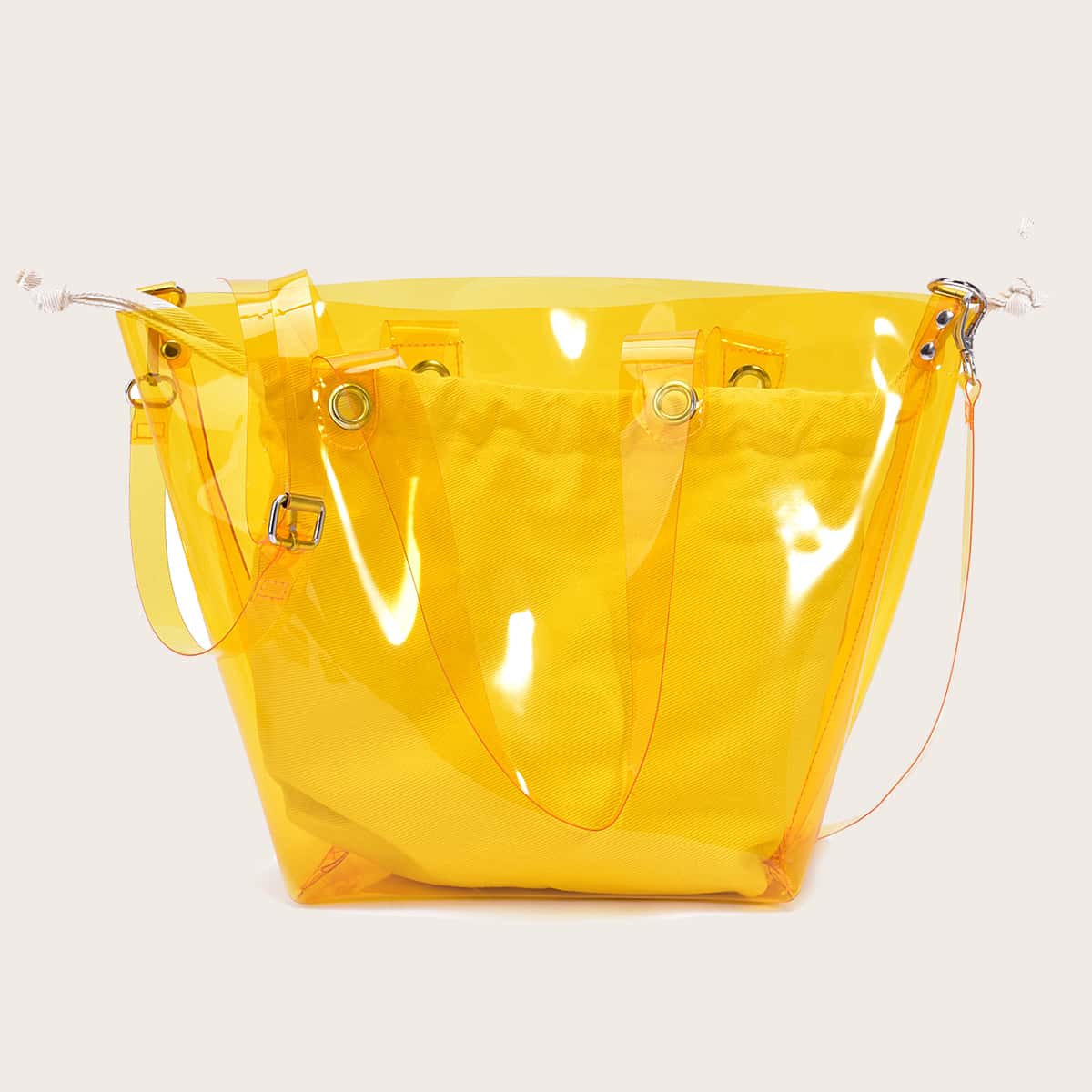 

Transparent Tote Bag With Inner Clutch, Yellow