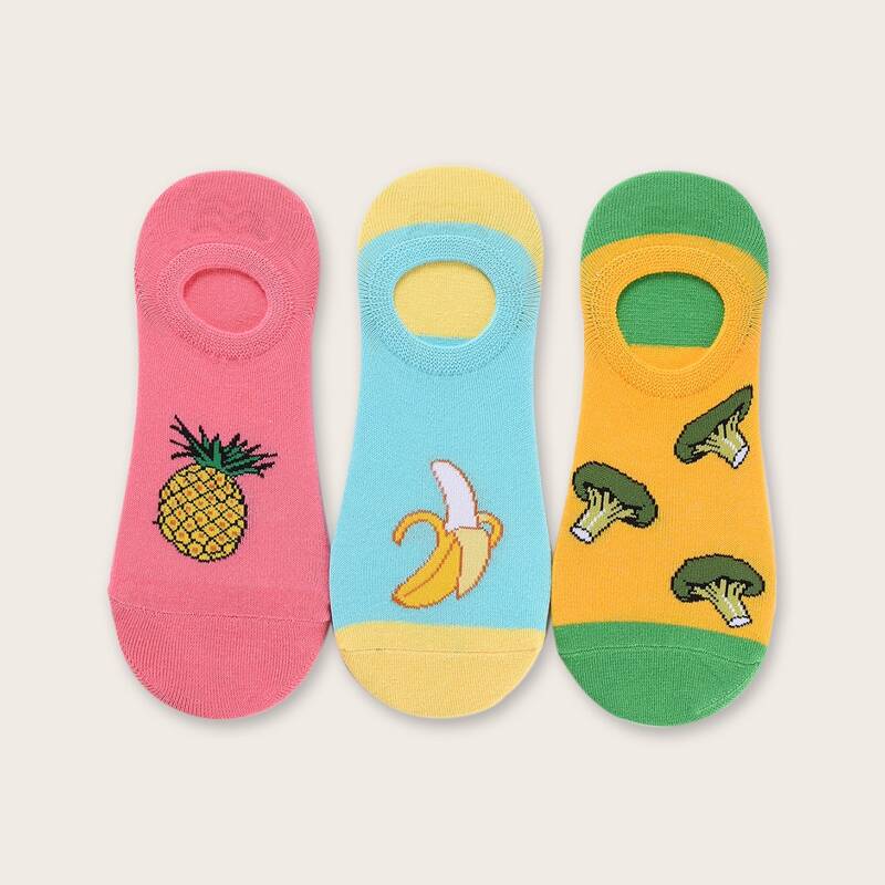 

3pairs Fruit Pattern Socks, Multicolor