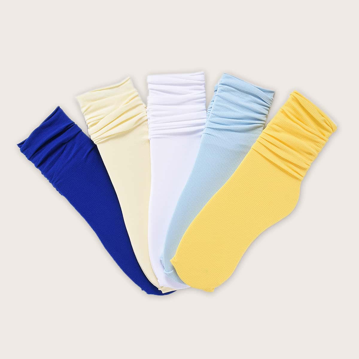 

5pairs Plain Slouchy Socks, Multicolor