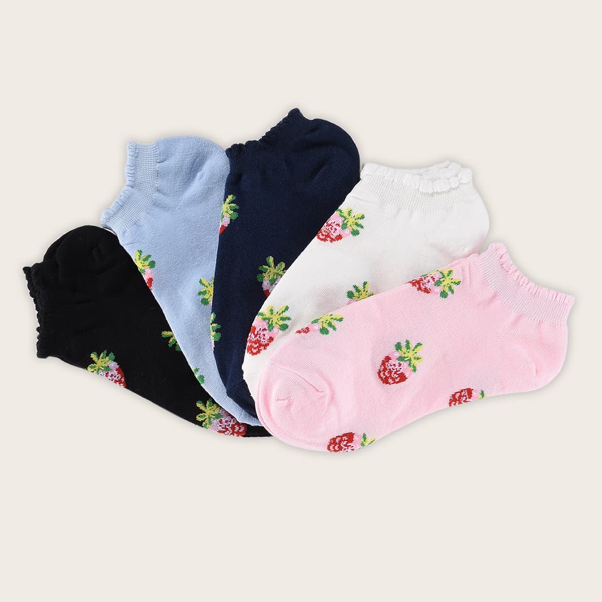 

5pairs Flower Pattern Socks, Multicolor