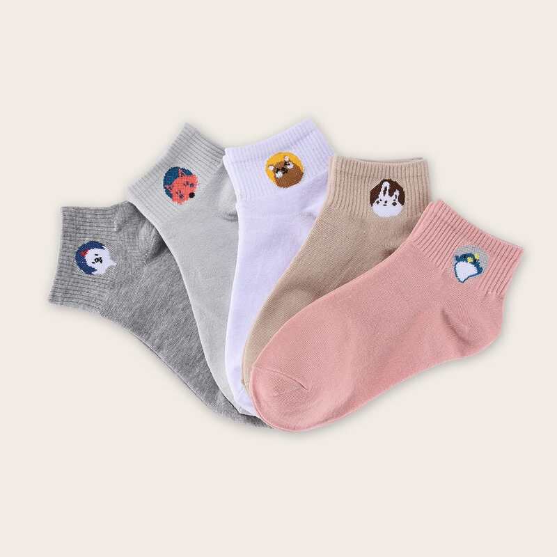 

5pairs Cartoon Graphic Socks, Multicolor