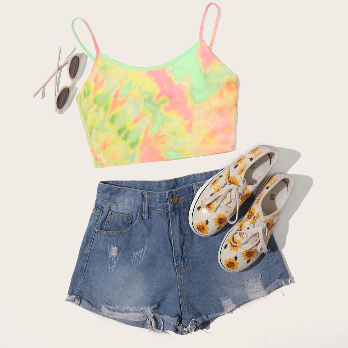 

Tie Dye Crop Cami Top, Multicolor