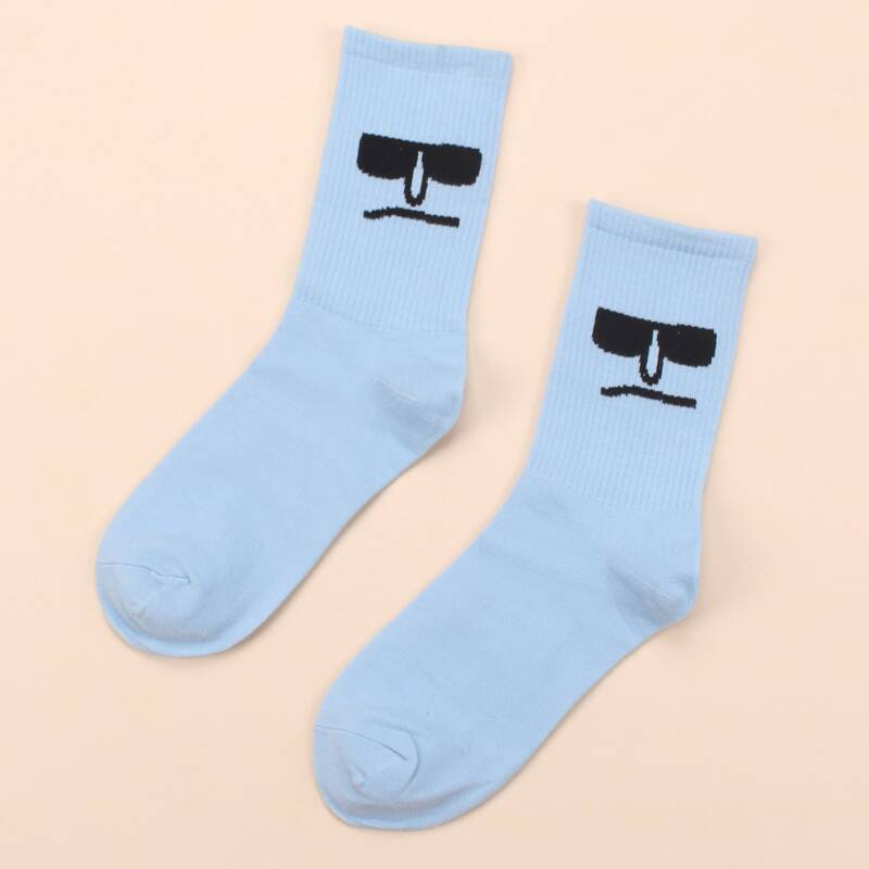 

Cartoon Graphic Socks, Blue