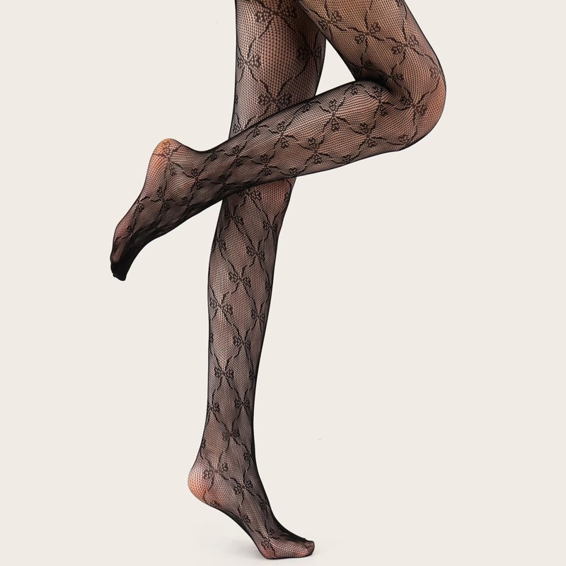 

Flower Pattern Mesh Tight, Black