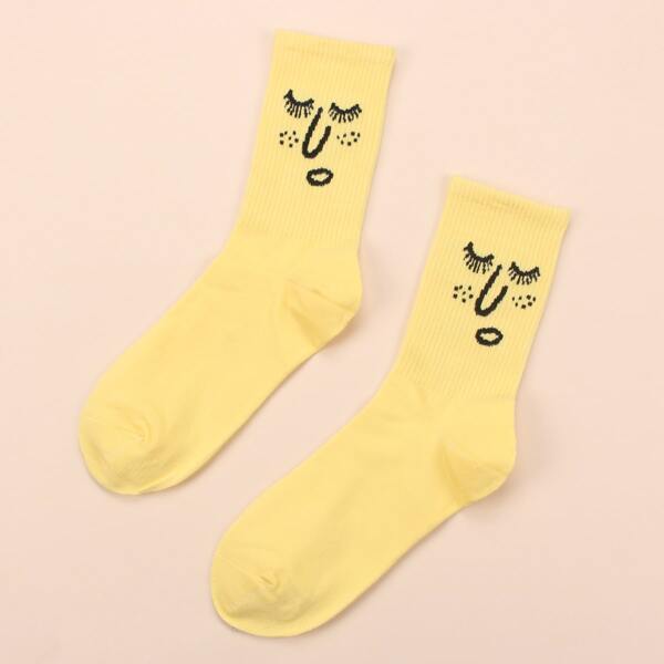 

Cartoon Graphic Socks, Yellow