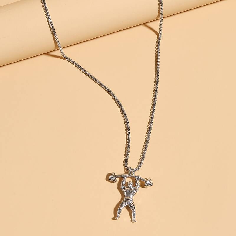 

Guys Figure Charm Necklace, Silver