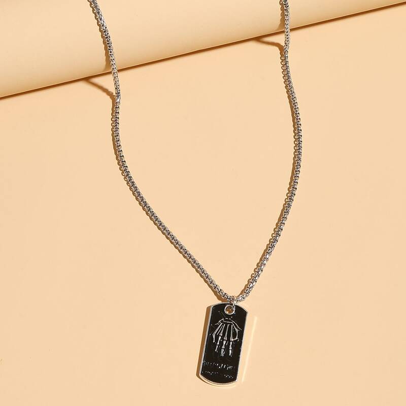 

Guys Geometric Charm Necklace, Silver