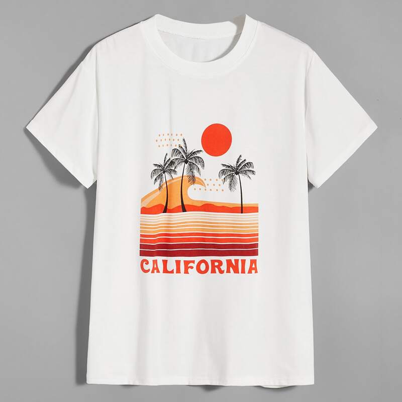 

Guys Tropical Print Tee, White