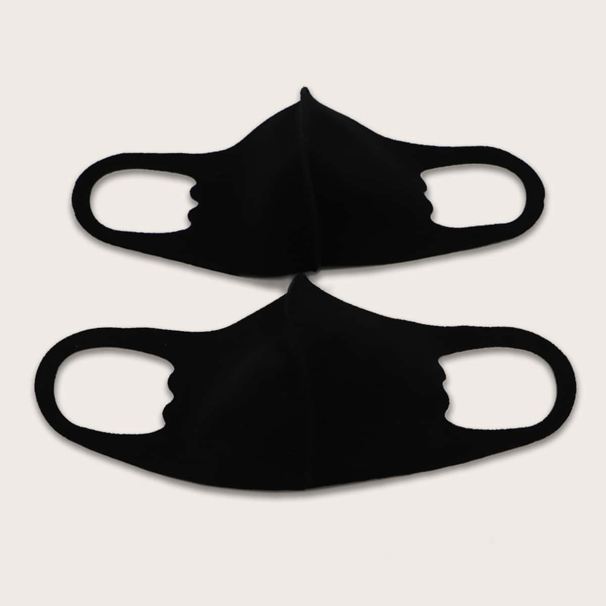 

2pcs Plain Face Mask, Black