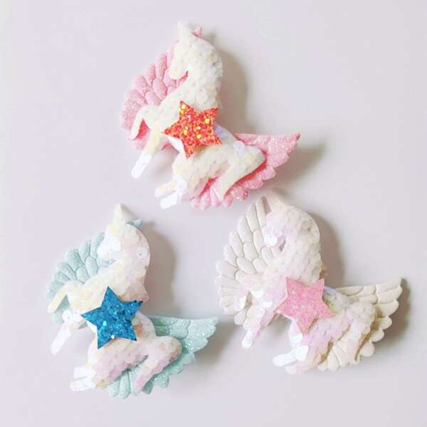 

3pcs Toddler Girls Unicorn Hair Clip, Multicolor
