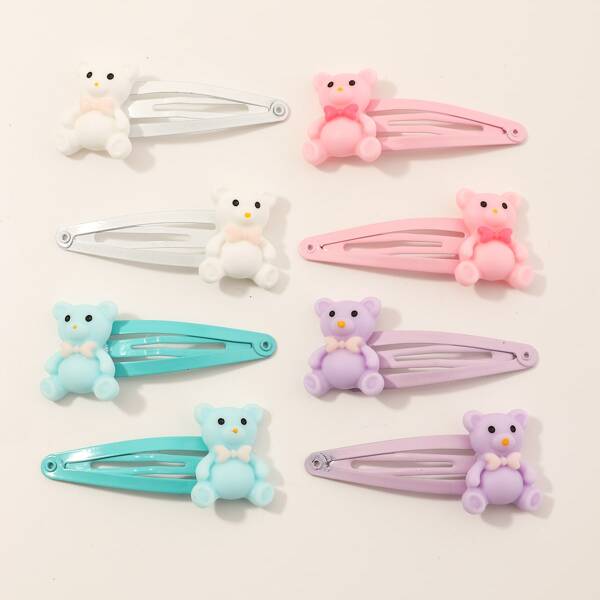 

4pairs Toddler Girls Bear Hair Clip, Multicolor