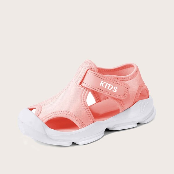 

Girls Letter Graphic Velcro Strap Sandals, Pink