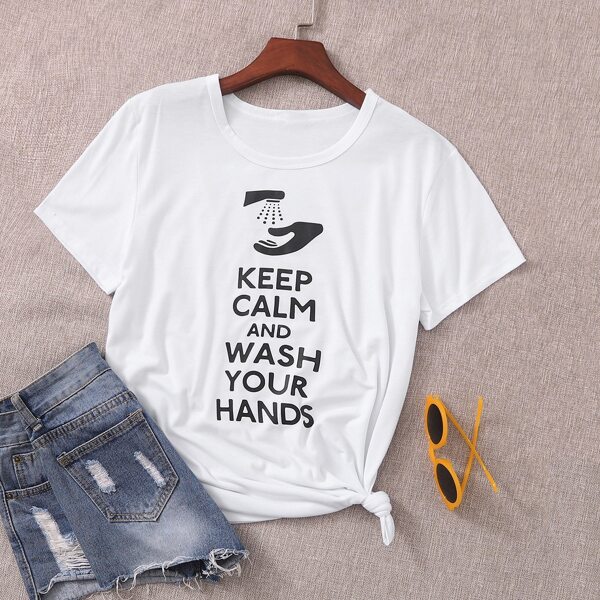 

Slogan Graphic Round Neck Tee, White