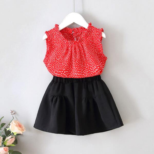 

Toddler Girls Confetti Frill Chiffon Blouse & Shorts, Multicolor