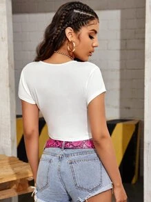 SHEIN Unity Cap Sleeve Crop Fitted Tee - White - View 2