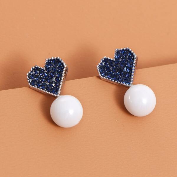 

Heart Shaped Drop Earrings, Blue