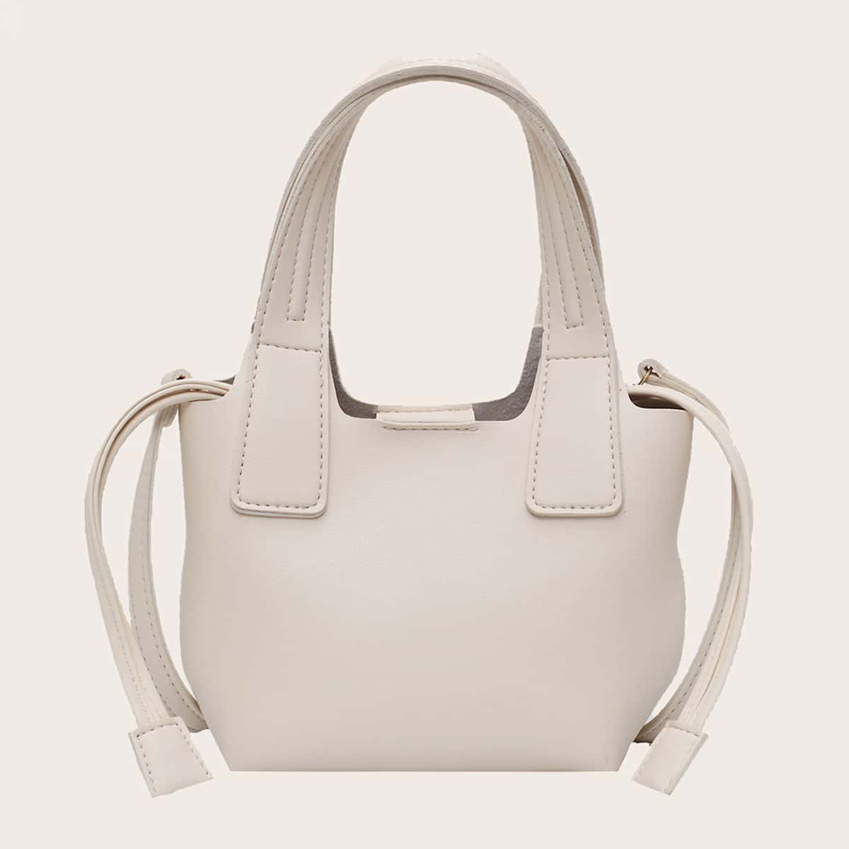 

Mini Drawstring Satchel Bag, White