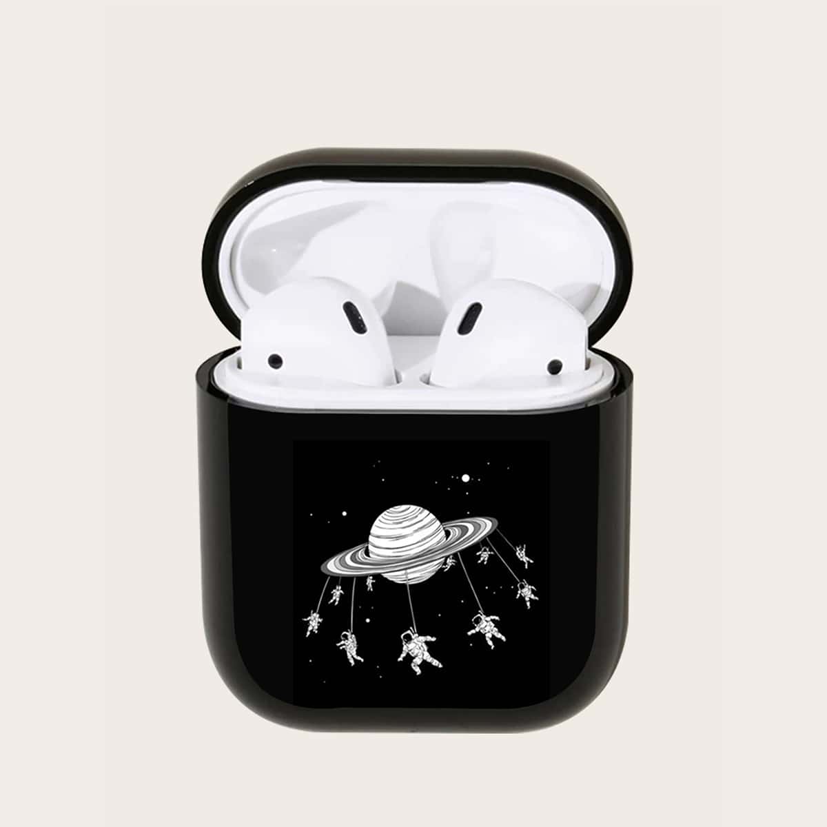 

Planet Print AirPods Case, Black and white