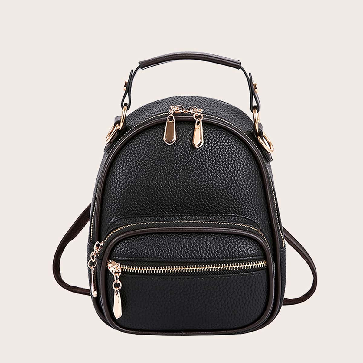 

Zip Front Backpack, Black