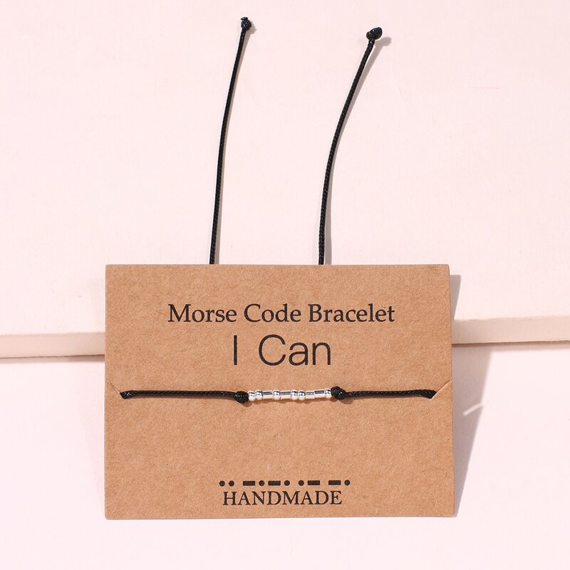 

1pc Morse Code I Can Letter Bracelet, Black