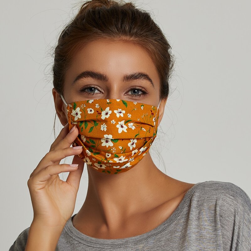 

Flower Pattern Face Mask, Orange