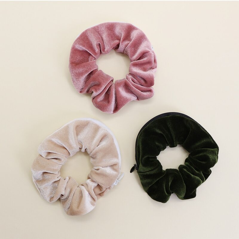 

3pcs Zipper Decor Scrunchie, Multicolor