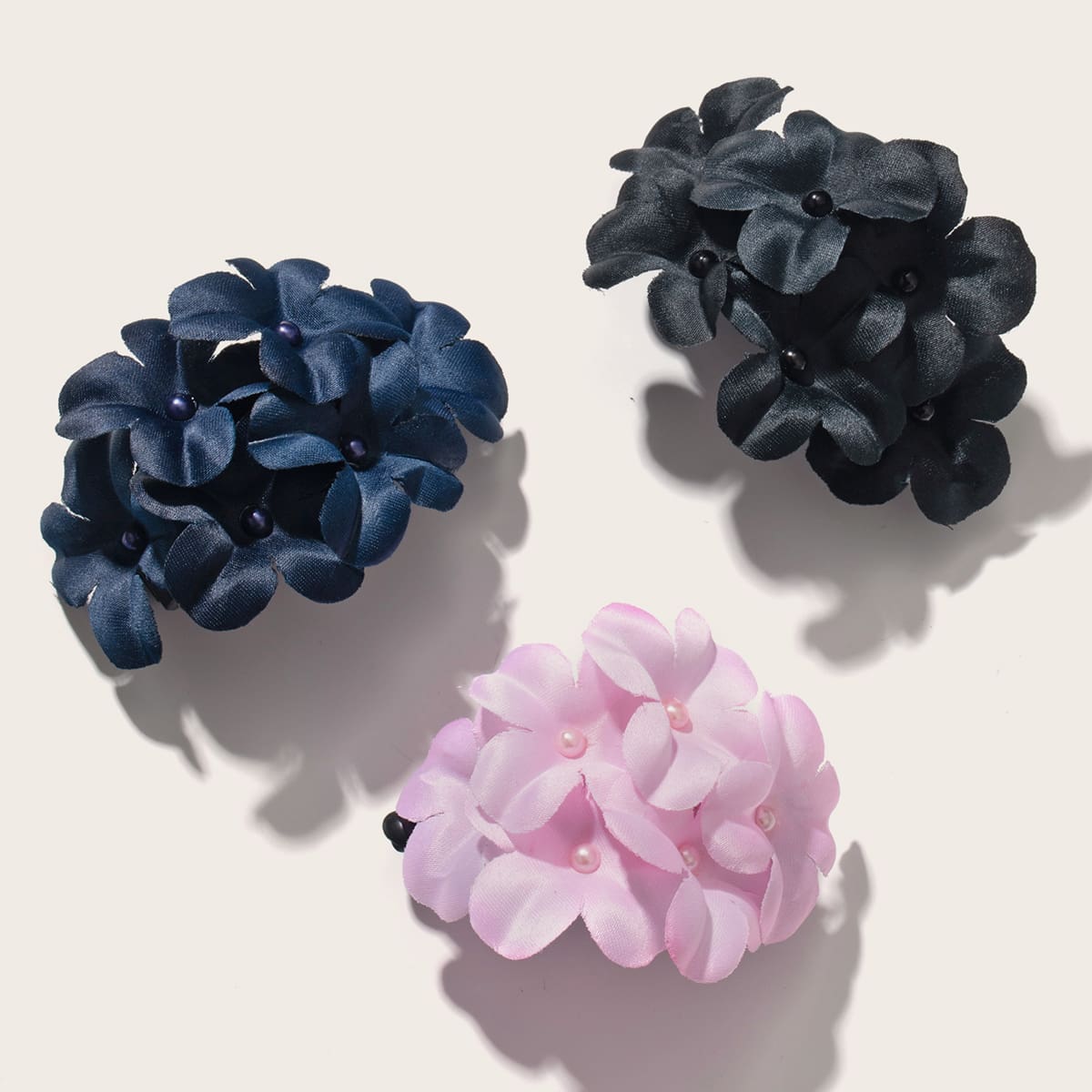 

3pcs Flower Decor Ponytail Hair Clip, Multicolor