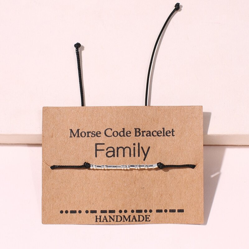 

1pc Morse Code Family Letter Bracelet, Black