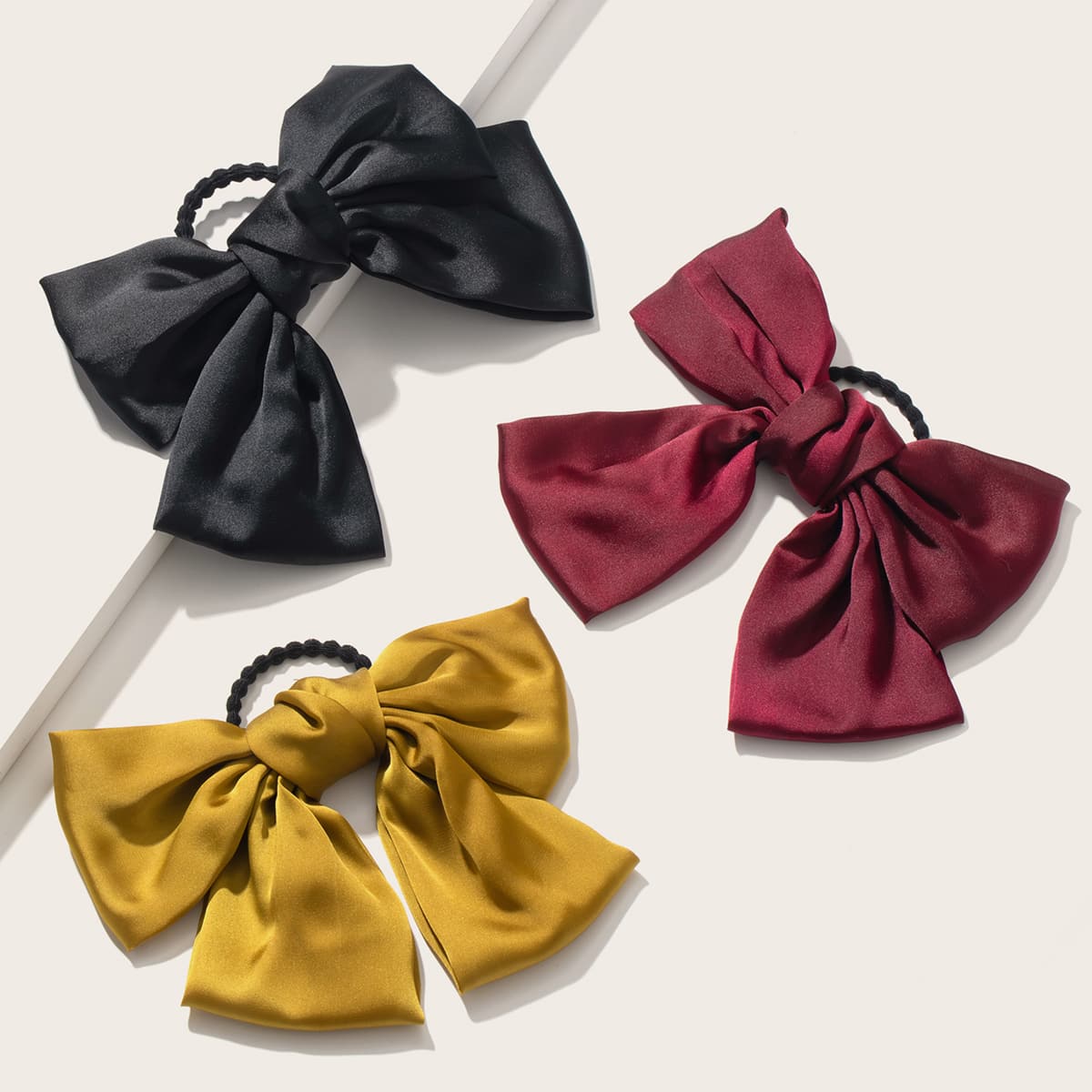 

3pcs Bow Knot Decor Hair Tie, Multicolor