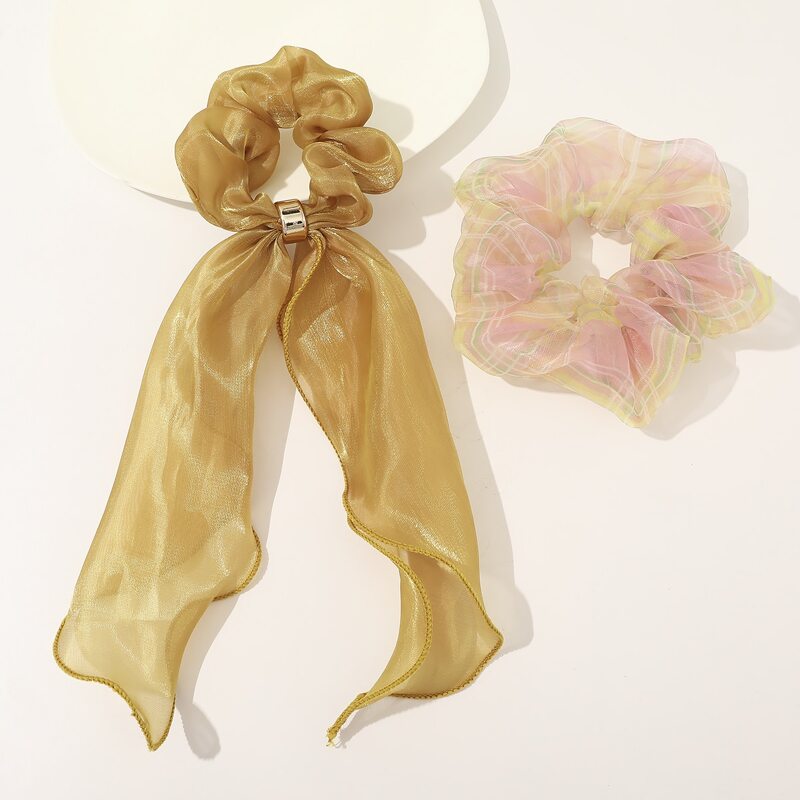 

2pcs Bow Knot Scrunchie Scarf, Multicolor