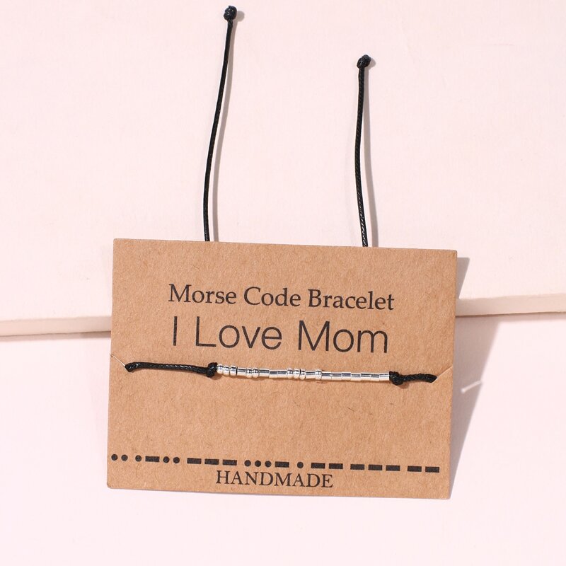 

1pc Morse Code I Love Mom Bracelet, Black