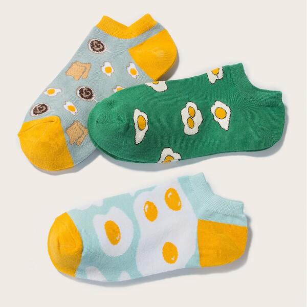 

3pairs Color Block Socks, Multicolor