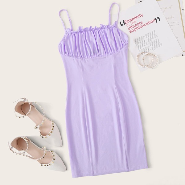 

Frill Detail Ruched Bust Dress, Purple