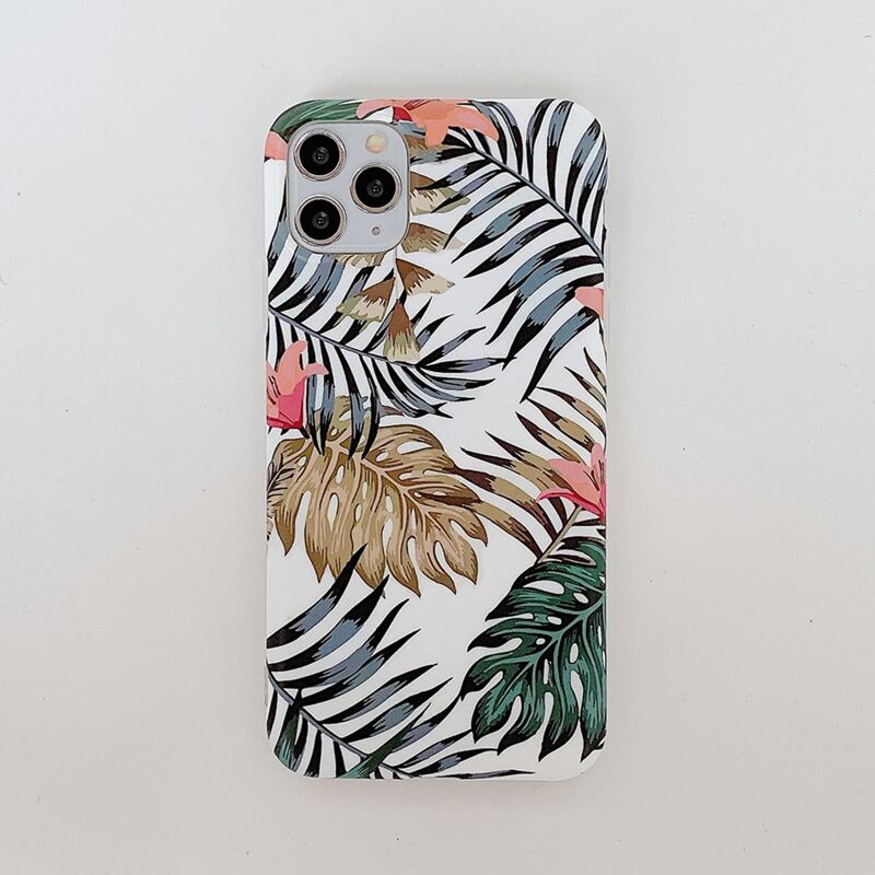 

Leaf Print Clear iPhone Case, Multicolor