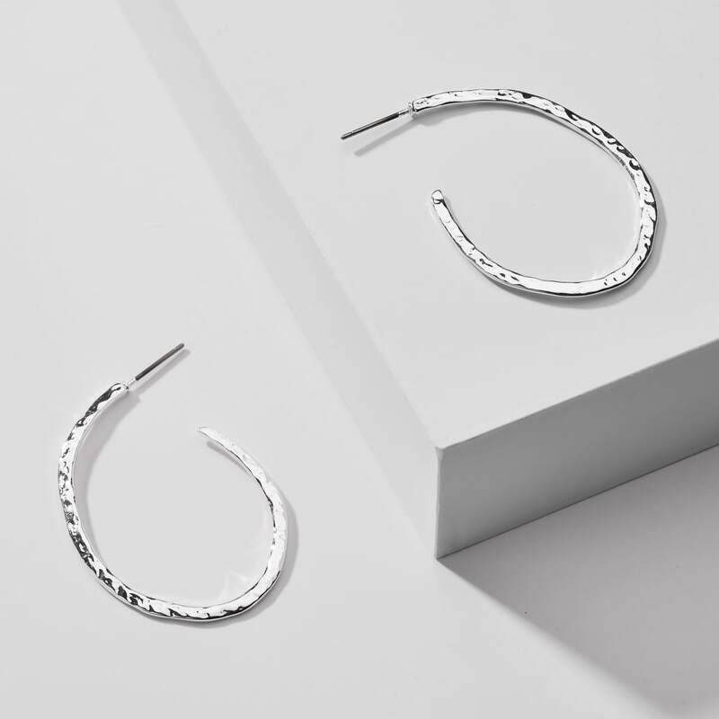 

Cuff Hoop Earrings, Silver