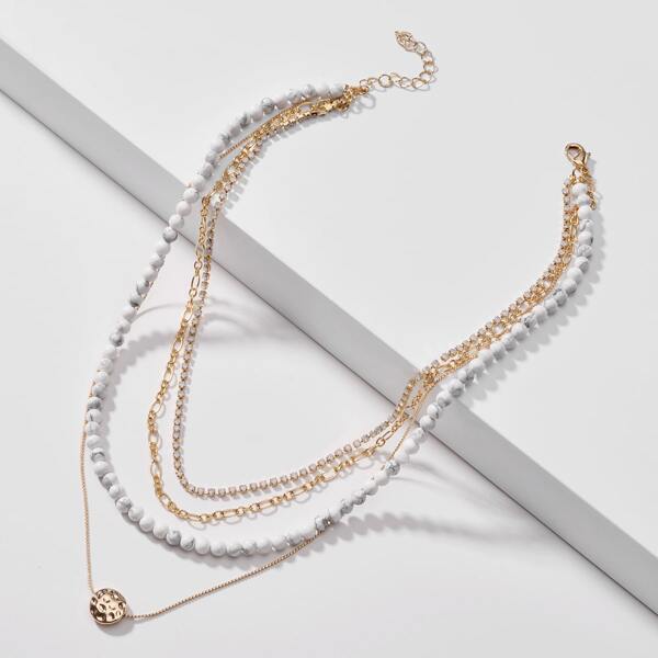 

Beaded Layered Necklace, White