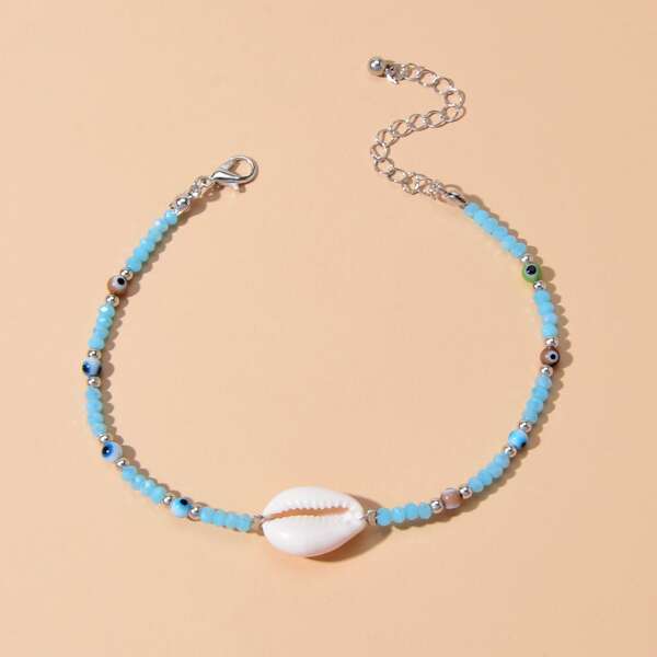 

Shell Eye Anklet, Blue