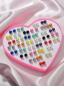 RINTOLER 36對隨機彩色人造珍珠耳針 - 彩色 - 查看 1