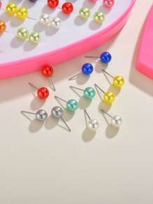 RINTOLER 36對隨機彩色人造珍珠耳針 - 彩色 - 查看 3