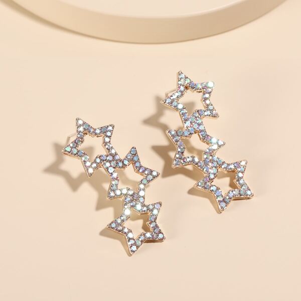 

Rhinestone Star Earrings, White