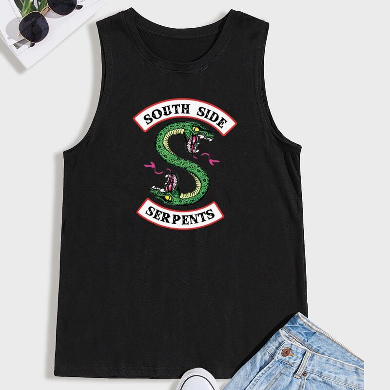 

Guys Slogan Graphic Tank Top, Black