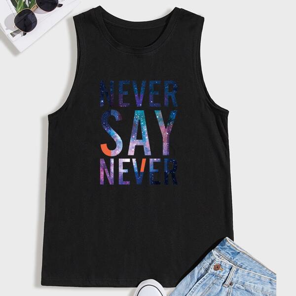 

Men Slogan Graphic Tank Top, Black