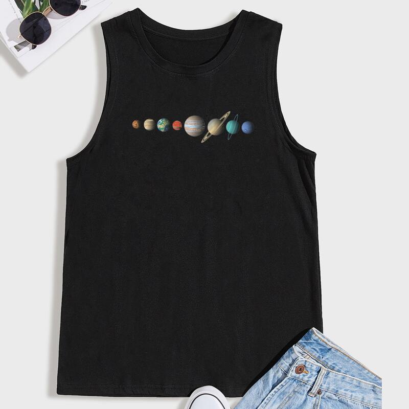 

Guys Galaxy Print Tank Top, Black