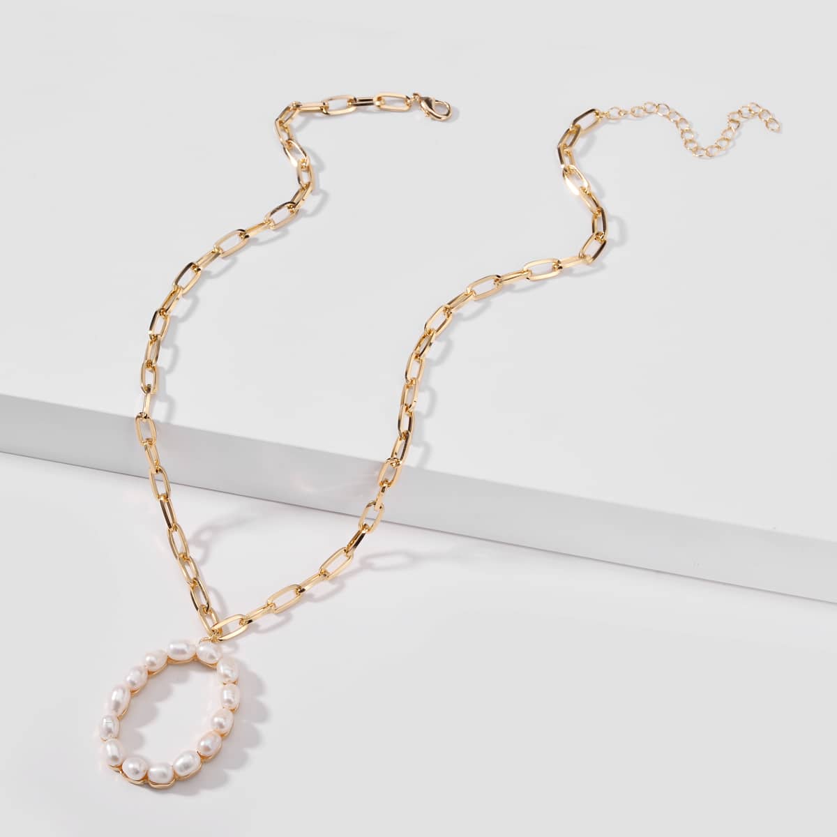 

Faux Pearl Letter Necklace, Gold
