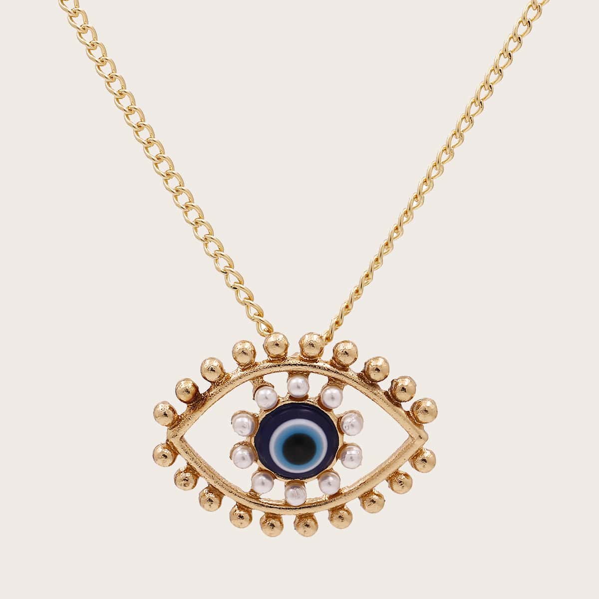 

Eye Charm Necklace, Gold