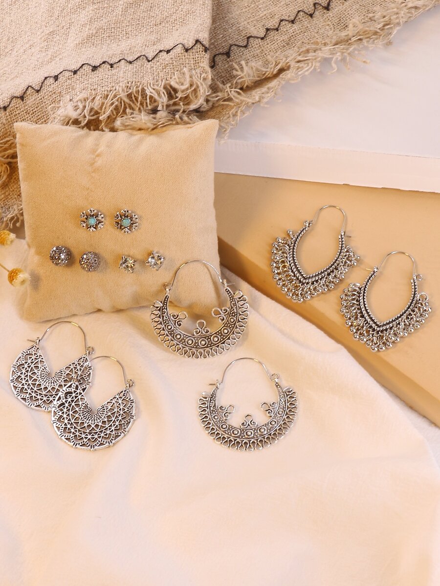 EMERY ROSE 6對圓球流蘇耳環 - 銀色 - 查看 1