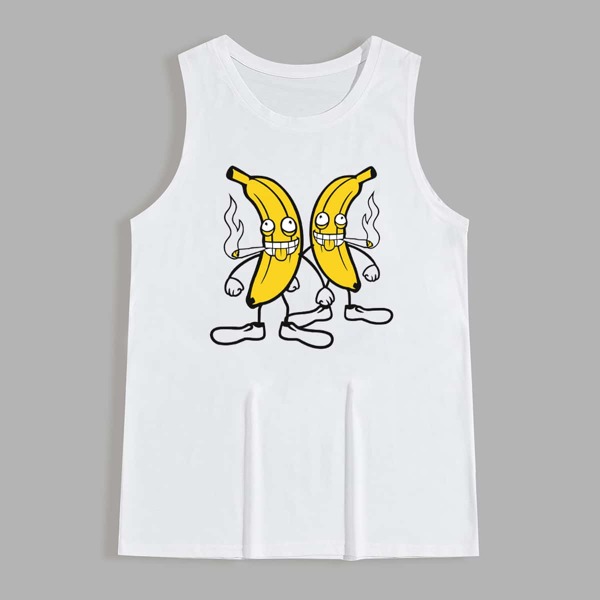 

Men Cartoon Graphic Tank Top, White