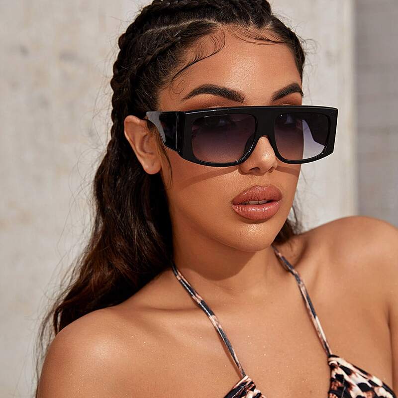 

Flat Top Acrylic Frame Sunglasses With Case, Black